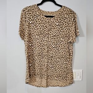 Zoe + Liv Tan Brown Short Sleeve Blouse